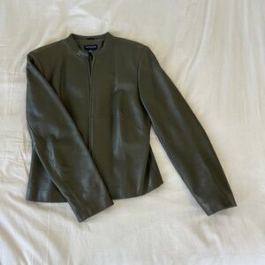 Ann Taylor Deep Olive Green Leather Jacket